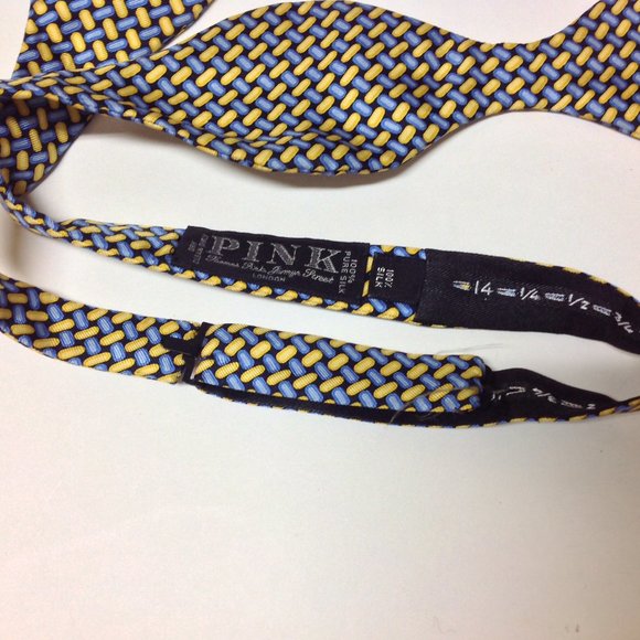 THOMAS PINK Capsule Dots Silk Adjustable Self Bow Tie  2.5" - Picture 6 of 11